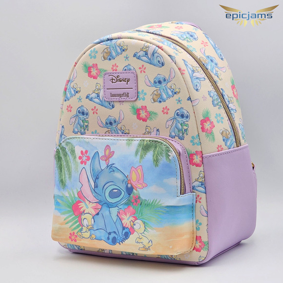Loungefly Disney Stitch & Ducks Beach Mini Backpack New - Picture 3 of 7